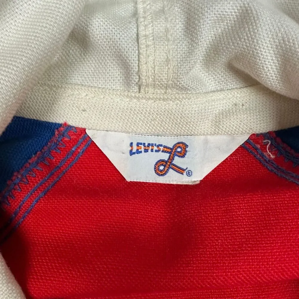 Levi's Vintage Jacket Mens Medium Red White Blue Colorblock Zip Hood‎